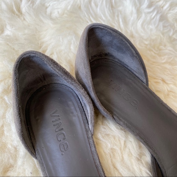 Vince Nina D'Orsay Grey Suede Flats Size 6 - Picture 5 of 8
